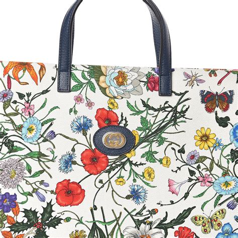 gucci large flora tote bag|gucci canvas large tote.